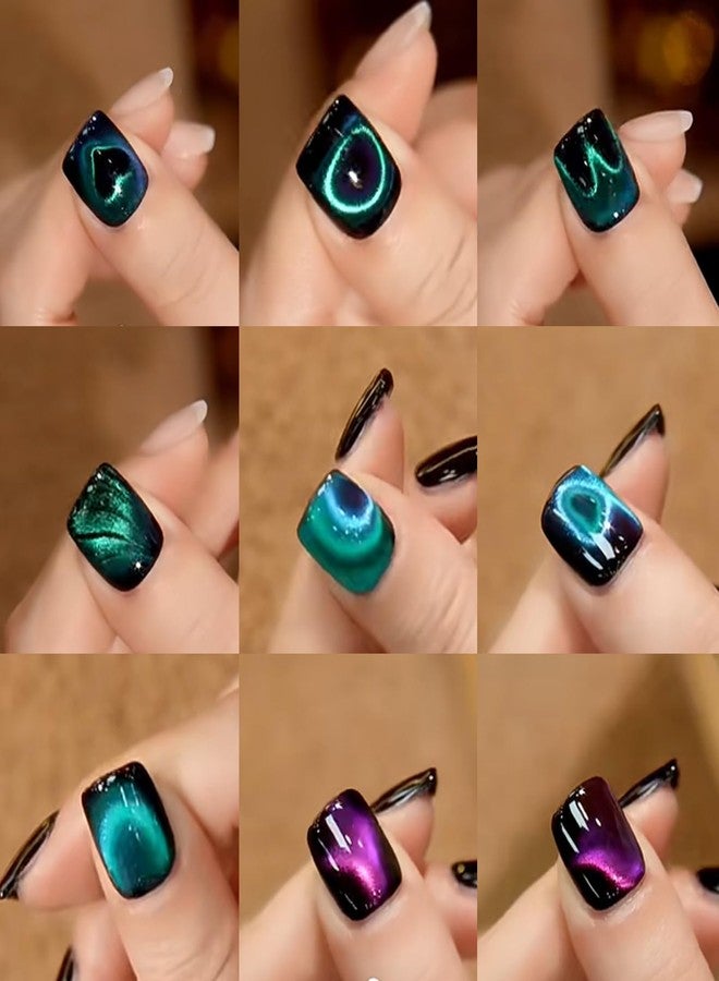 ESUOHYM 3 In 1 Nail Magnet For Cat Eye Gel Polish With Extra 1 PCS Square Magnet, 5 PCS Paper Clips For Heart Flower And Black Hole Nail Art DIY Tools Design Walnut - Image 5